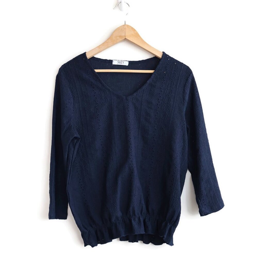 Suzy Shier - Navy Blue - eyelets - Size S